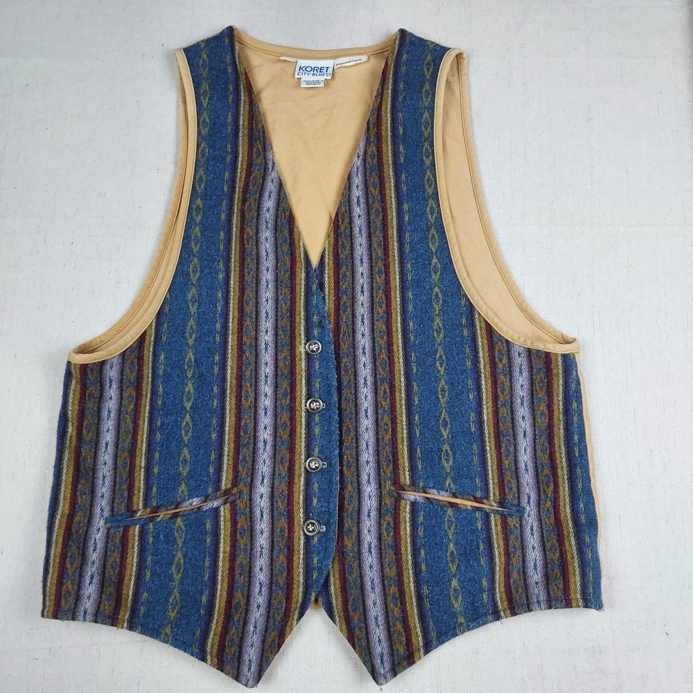Vintage 90s Koret City Blues Women's M Southwestern Aztec Vest Vintage